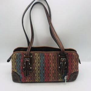 FOSSIL Handbag Purse Bag Chocolate Brown Leather Purse with Key 12 x 7 x 4.5"